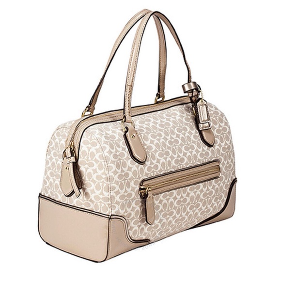 Coach ⭐️🎬See Video Poppy East West Signature Beige Satchel Bag 26426 w/ COA - Picture 5 of 16